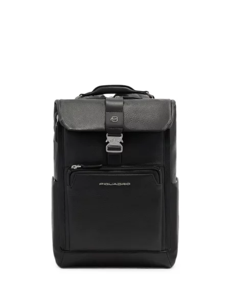 Rucsac Piquadro din piele cu cataramă negru