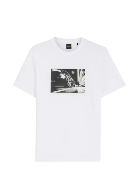 Tricou Boss cu imagine alb
