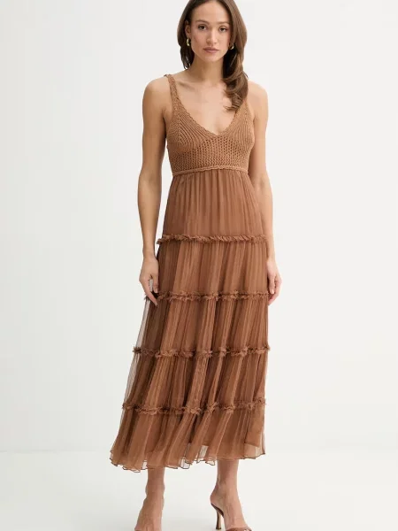 Ermanno Firenze sukienka jedwabna brązowa