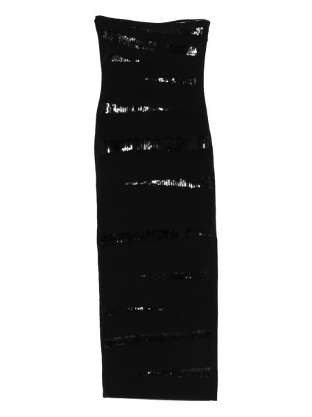 Sukienka midi Hervé Léger z cekinami do kolan garniturowa czarna