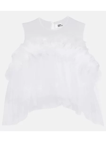 Top Noir Kei Ninomiya z falbankami tiulowy biały