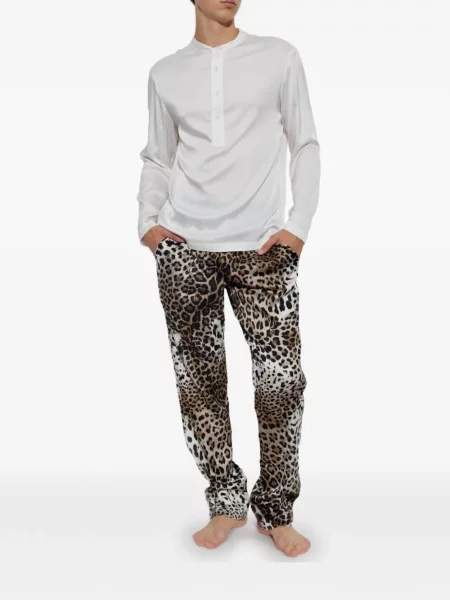 Pantaloni Tom Ford de mătase cu imagine cu model leopard