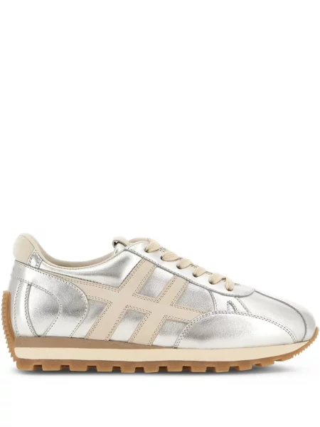 Sneakerși Hogan cu șireturi din dantelă argintiu
