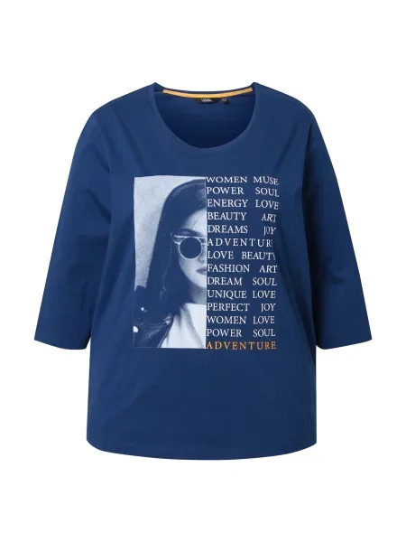 Ulla Popken Tricou safir / gri / portocaliu alb