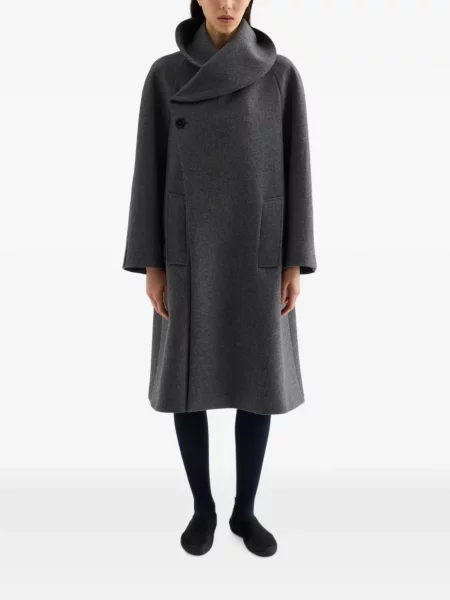 Vlněný kabát Jil Sander šedý