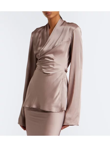 Top Rick Owens din satin drapat roz