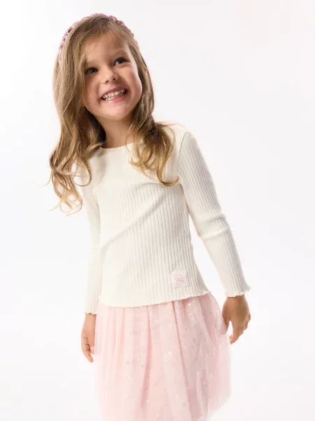 Reserved Bordázott kötésű póló krémszínű