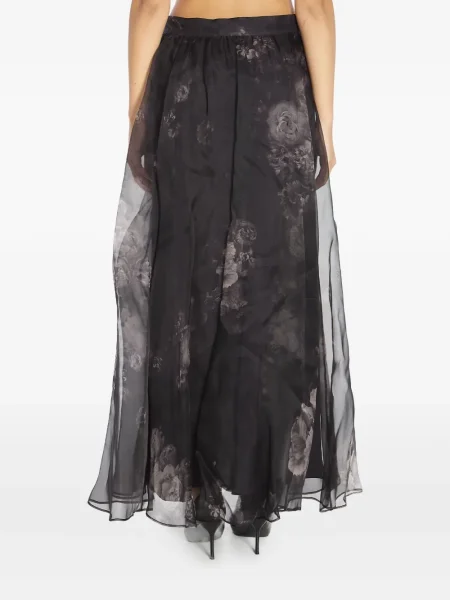 Fustă midi Zimmermann cu model floral cu imagine până la genunchi negru