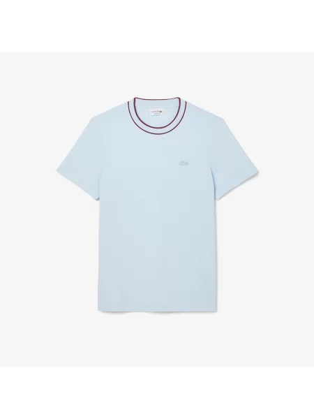 Lacoste T-Shirt Stretch Piqué Z Prążkowanym Kołnierzykiem niebieski