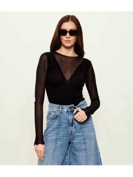 Pinko De lână body DISGELO | cu adaos de mătase și cașmir negru