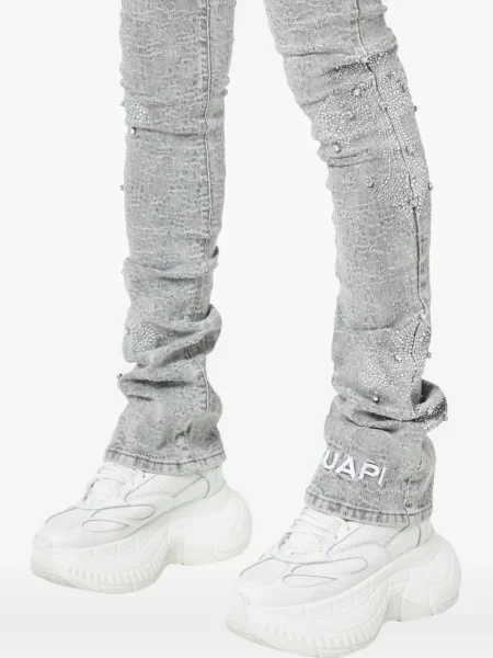 Дънки Guapi с кристали сиво