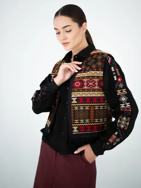 Жилет класичний Едельвіка чорний/жовтий поліестер/акрил чорний