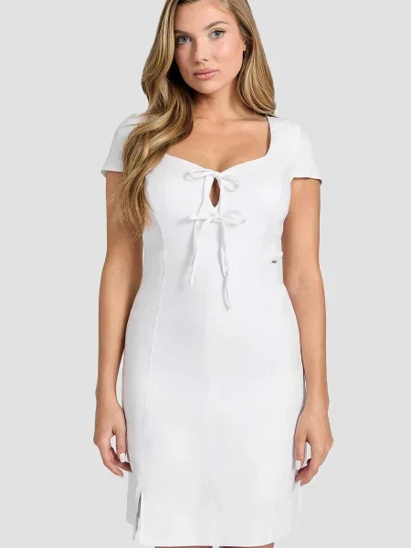 Льняное платье миди Guess белое