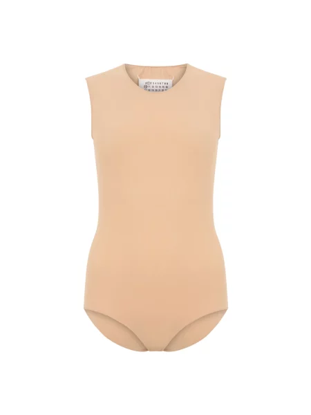 Koszulka Maison Margiela bez rękawów elegancka z dżerseju beżowa