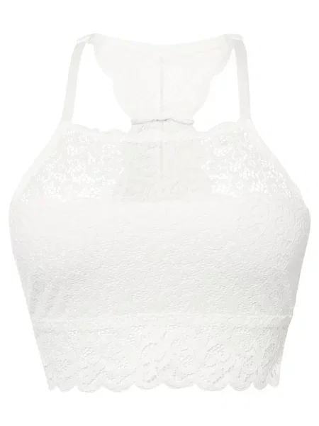 Biustonosz bustier z rozciągliwej koronki biały