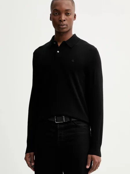 Calvin Klein sweter wełniany lekki czarny