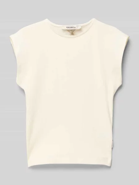 T-shirt z efektem prążkowania Garcia biała