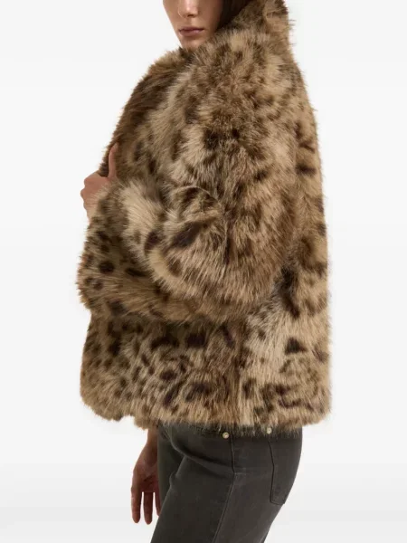 Palton de blană Bully cu imagine cu model leopard cu blană maro