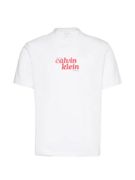 Tricou Calvin Klein cu imagine cu decolteu rotund alb