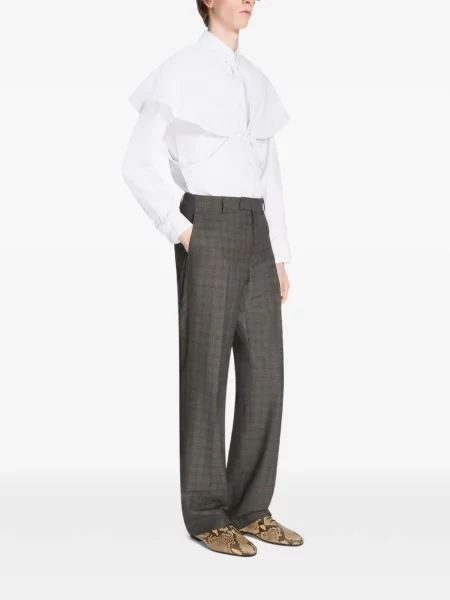 Lung pantaloni Dries Van Noten de lână gri