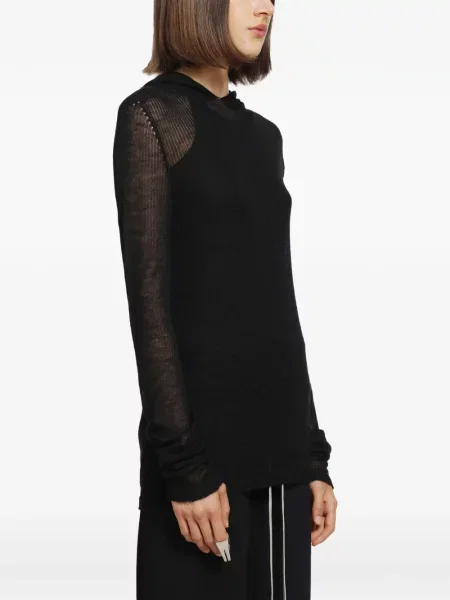 Lung tricou Rick Owens din cașmir negru