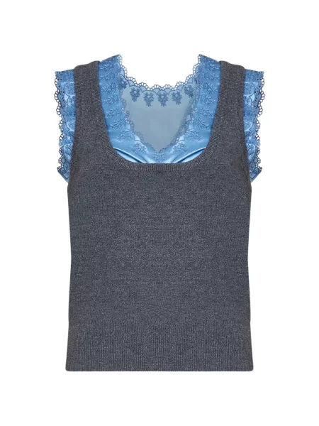 Pulover Rabanne cu broderie din satin gri