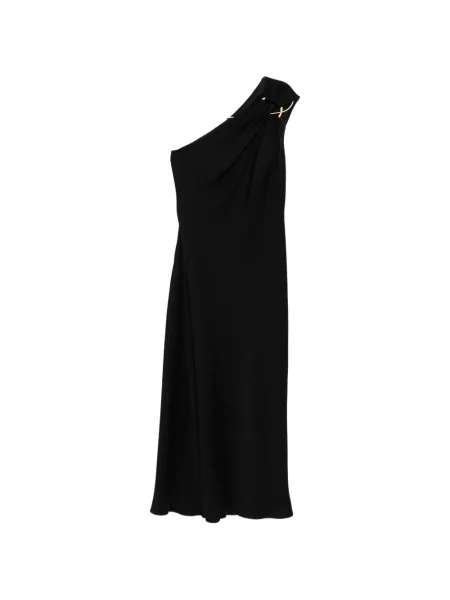 Rochie maxi Max Mara drapată cu un umăr gol de costum negru