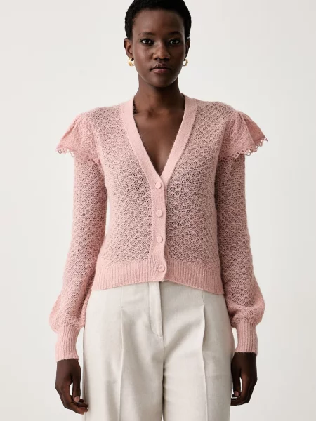 Twinset cardigan pentru femei cu amestec de lână roz