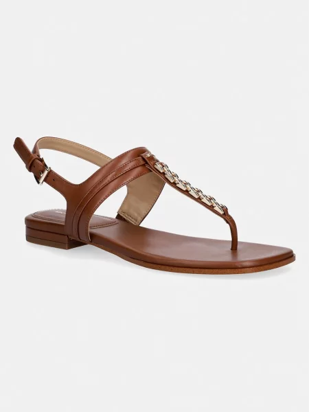 Chiloți tanga Michael Michael Kors din piele cu toc plat maro