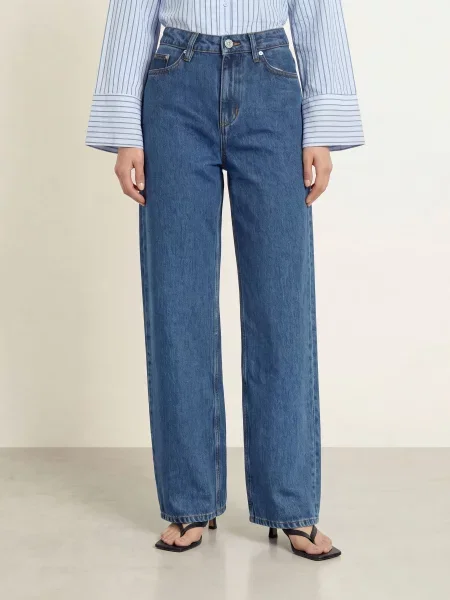 Ichi Široké Džíny Ihjulia washed dark blue modré