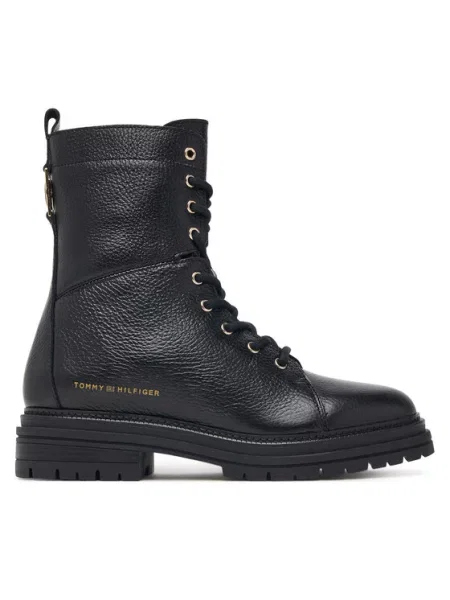 Tommy Hilfiger Ghete Th Emboss Grain Leather Boot negru
