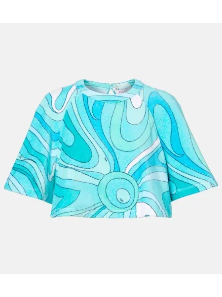 Top Pucci o krotszym kroju frotte niebieski