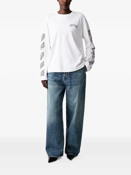 Długa koszulka Off-white z nadrukiem z wzorem paisley biała