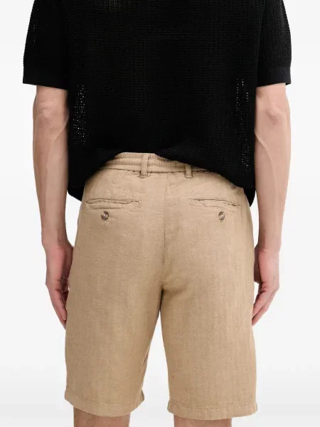 Pantaloni scurți Lindbergh cu model herringbone cu cordon maro