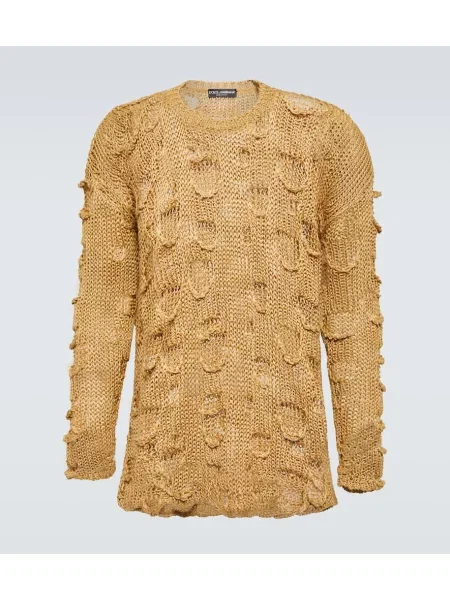 Laneni obrabljen pulover Dolce&gabbana bež