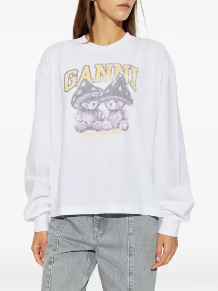 Ursuleț de pluș lung tricou Ganni alb