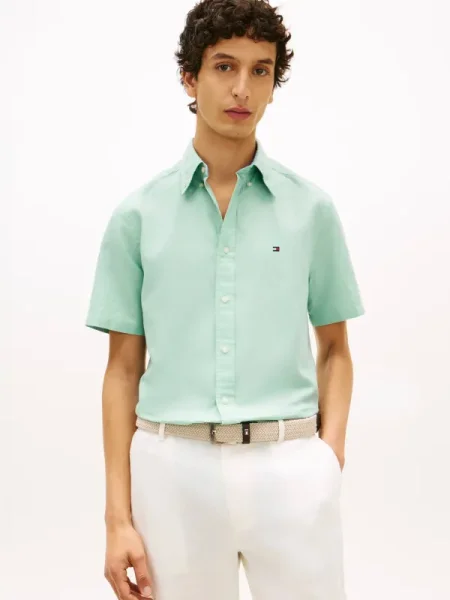 Tommy Hilfiger Cămașă | cu adaos de in verde
