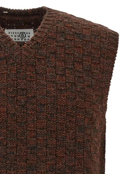 Pulover Mm6 Maison Margiela fără mâneci maro
