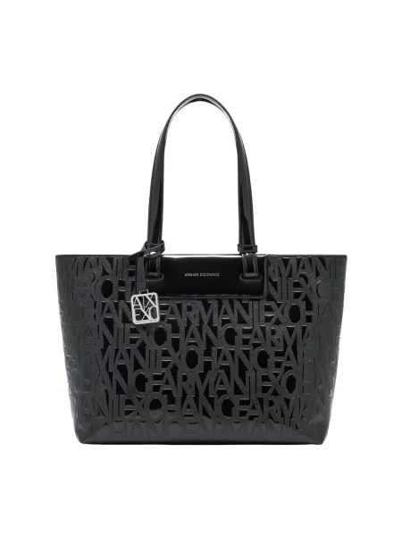 Torebka Armani Exchange z autografem biznesowa czarna