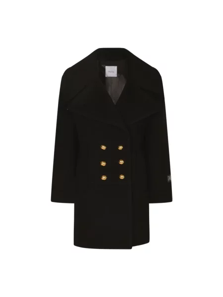 Płaszcz Patou wełniany do kolan czarny