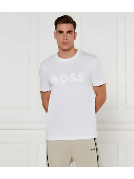 BOSS GREEN Tricou Mirror alb