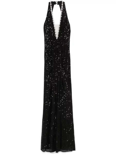 Rochie maxi Nissa cu gât halter de costum negru