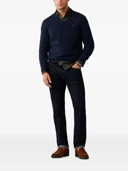 Pulover Hackett London cu decolteu în V albastru
