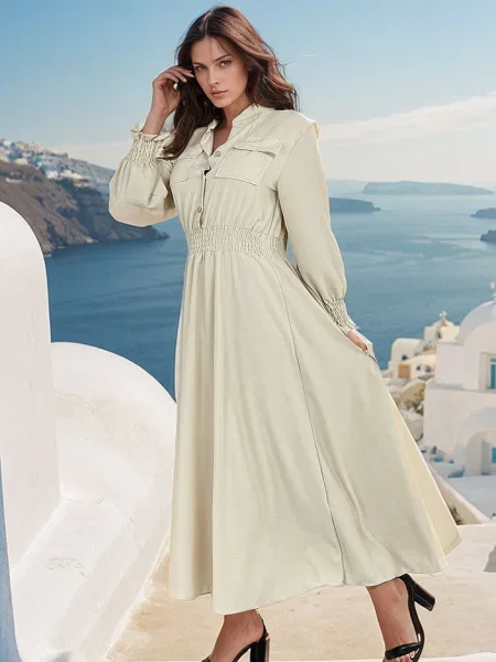 Obleka midi obleka Resti nad koleni bež