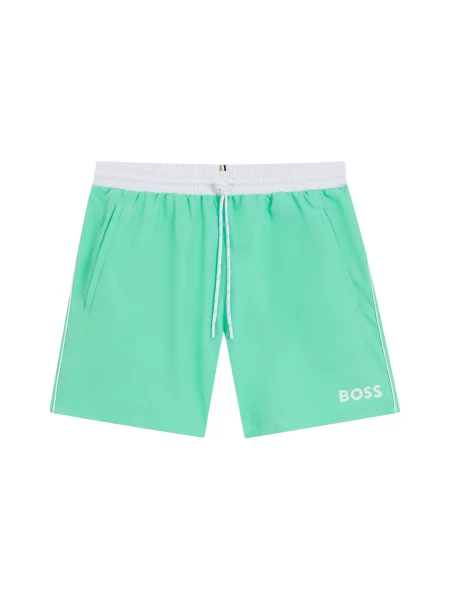 BOSS Șorturi de baie Starfish verde mentă alb