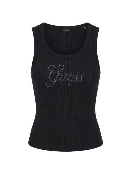 Maiou Guess cu decolteu rotund cu autograf negru