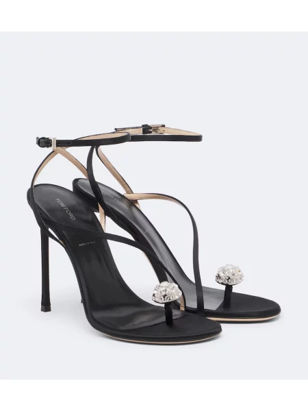 Sandale Tom Ford din satin negru