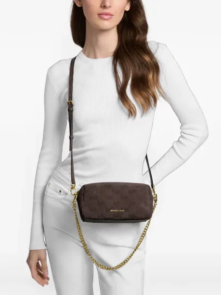 Τσάντα χιαστί Michael Kors σουέτ με αυτόγραφο καφέ