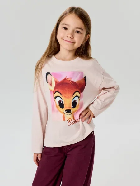 Sinsay tričko s dlouhými rukávy Bambi světle fialová