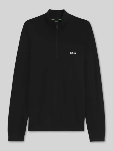 Sweter o kroju regular fit z dodatkiem żywej wełny model KN_Momentum-X QZ' Boss Green czarny